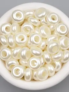 50 pieces of 11mm solid white acrylic large hole beads, shiny DIY beading material, suitable for making phone charms, Beads For Jewelry Making