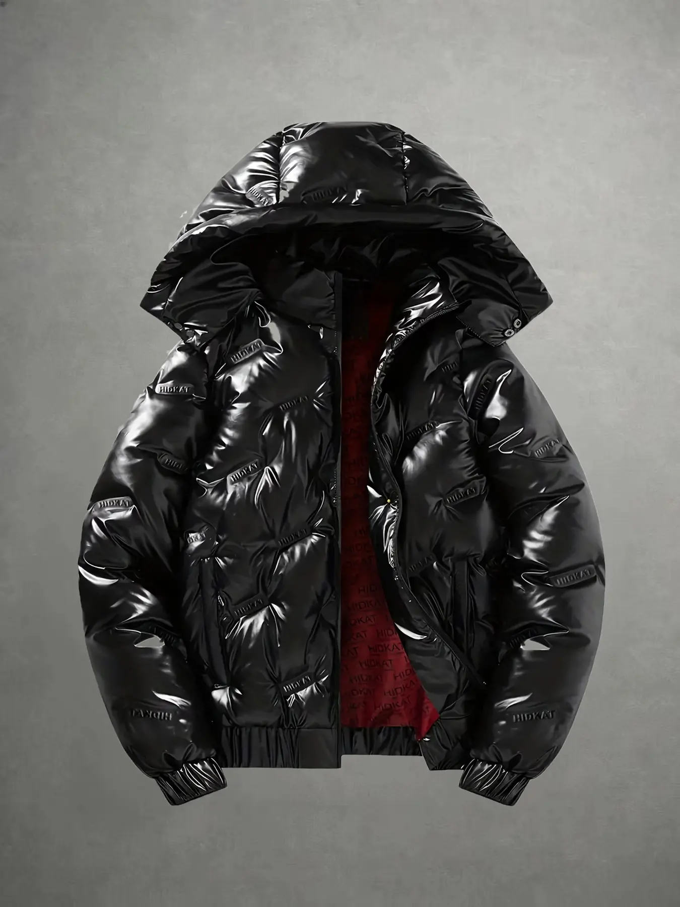 Men's Shiny Glossy Hooded Puffer Jacket, Thick Quilted Windproof Warm Coat, Loose Street Style Winter Commute Casual Cold Weather Outerwear, Streetwear Jacket