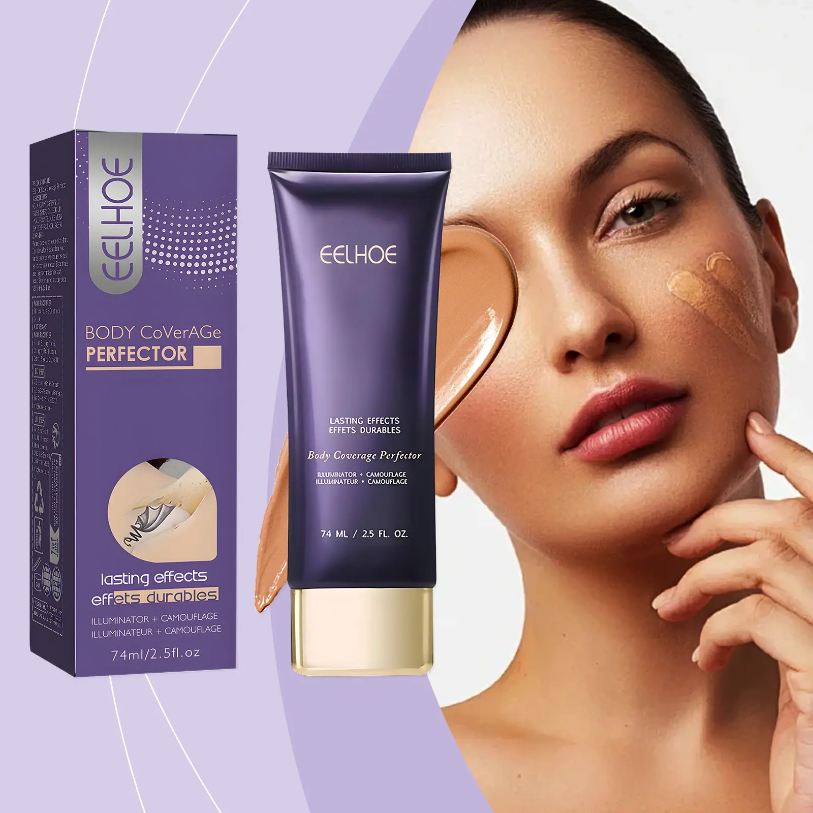 Body & Tattoo Concealer Cream with Hyaluronic Acid, Hydrating Flawless Coverage for Uneven Skin Tone, Blendable Makeup, Dark Shade - 74ml, Concealer Makeup, Blendable Concealer & Foundation