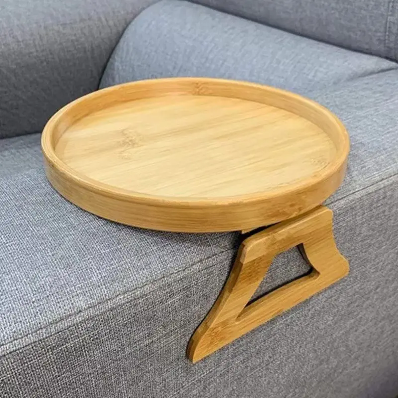 Bamboo Stable Sofa Armrest Table, Sofa Tray Table Armrest Clip, Home Clip-On Couch Tray for Eating, Drinking, Remote Controls, Drinks, Phones and Dishes, Modern Aesthetic Sofa Table #TOP PICKS