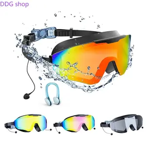 2 Pack Swim Goggles with Earplugs for Adult Kid 4-12 Men Women, Anti-fog UV Protection No Leak 180° Wide View Clear Vision Pool Goggles