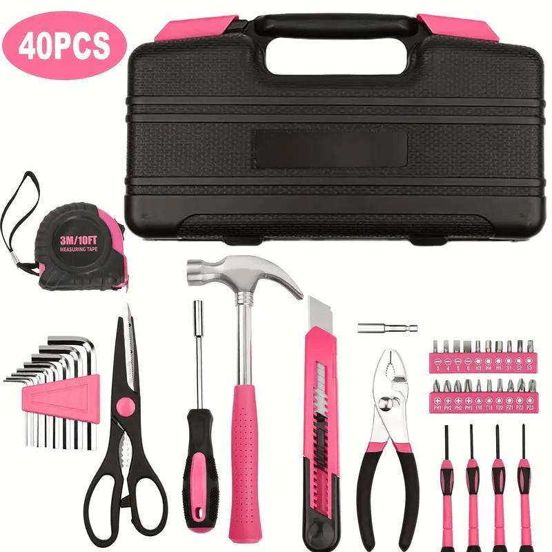 39-Piece Durable Carbon Steel Household Hardware Kit, Comprehensive Manual Hand Implements with Wrench, Hammer for DIY Projects, Home Repair, Car Tools