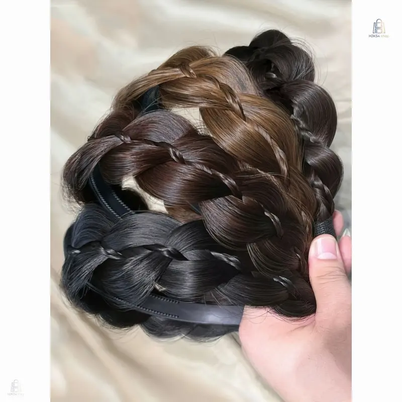 Braided Wig Headband, Faux Human Hair Fishbone Braid Headband, Women's Thick Twisted Hairband, High Volume Top Headband, Natural Looking Hair Accessory for Daily, Party & Casual Outfit