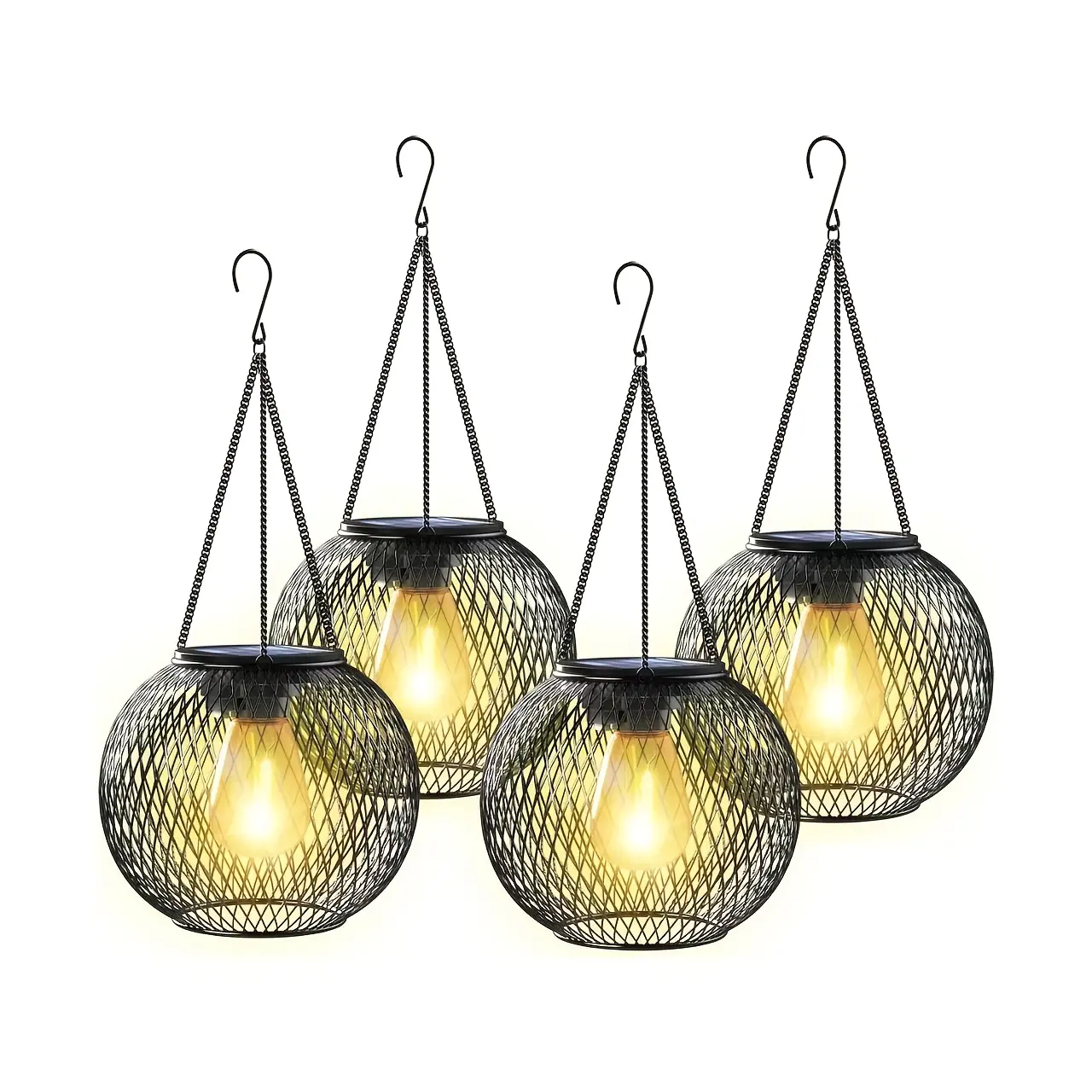 Solar Lanterns for Outdoor Use with IP65 Waterproof Rating, Upgraded Hanging Solar Garden Lights for Decoration And Illumination. Suitable for Gardens, Courtyards, Patios, And Pathways. Available In Packs Of 1, 2, And 4.