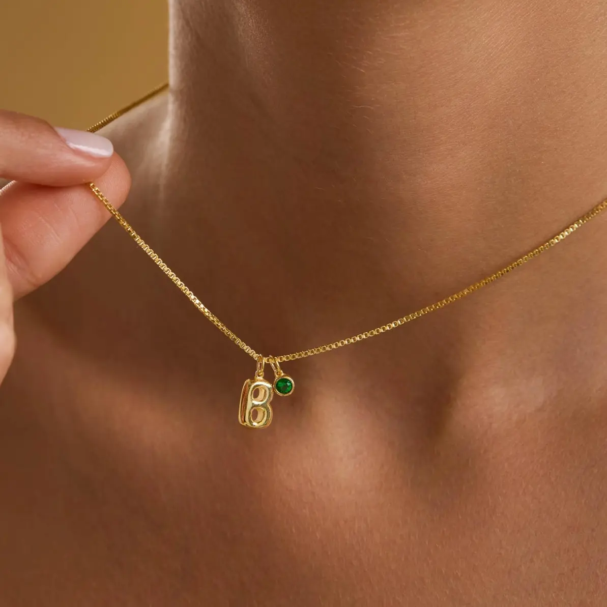 AS903 Bubble 26 English Letter Pendant, Personalized Custom Birthstone Stainless Steel Necklace, Unique Gift for Family and Friends