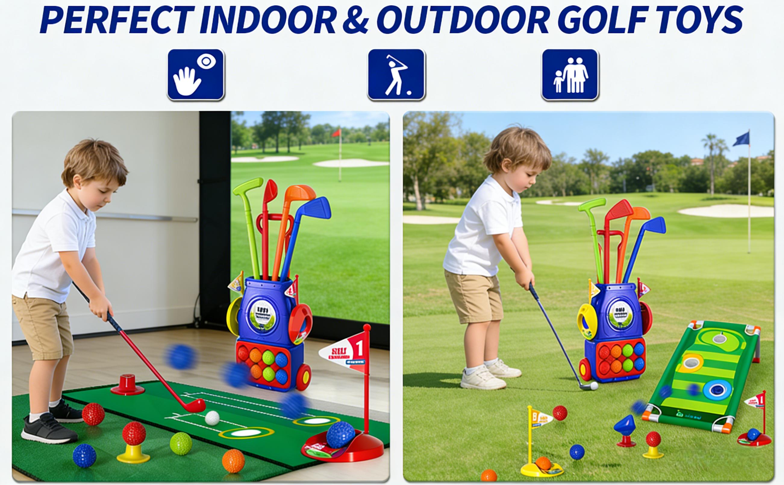 Kids Toddler Golf Set, Outdoor Golf Set Game for Kids Boys and girls,Indoor Outdoor Outside Toys Gifts for 3 4 5 6 Years Old Boys, 3 4 5 6 7 Years Old Boys Toys Birthday Gifts Ideas,