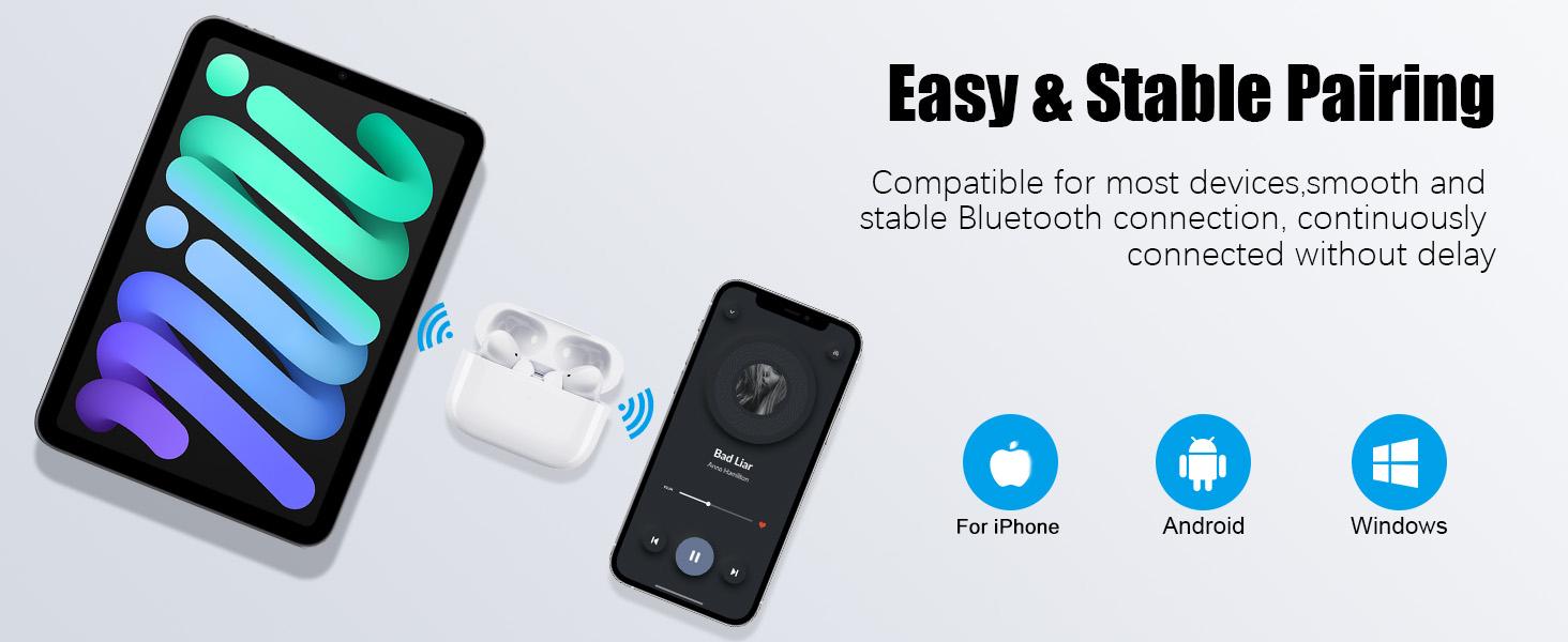 New Bluetooth 5.3 Earphones 3D Stereo Wireless EarBuds with USB-C Fast Charging Case for Office, Sports, Study and Audio Calls, Long battery life, HiFi Music, Portable Wireless Audio Headphones
