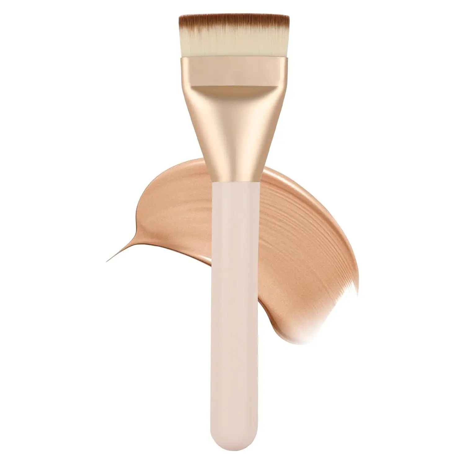 Flat Foundation Brush for Liquid Makeup - Ultra Thin Korean Makeup Spatula Brush, Professional Face Brush for Streak-Free Blending of Cream, Concealer & Primer, Seamless Application, Soft Synthetic Bristles (Beige)Gift