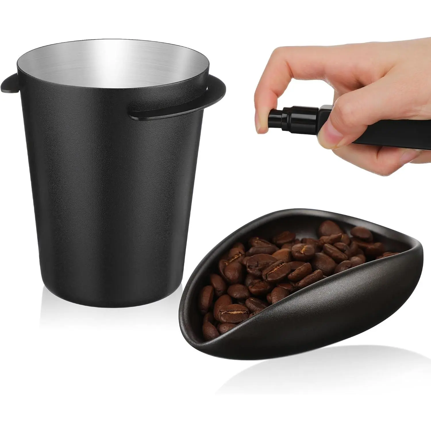 Coffee Bean Dosing Cup with  Bottle Espresso Coffee Dosing Cup  Set Espresso Bar Accessories & Essentials(58mm)