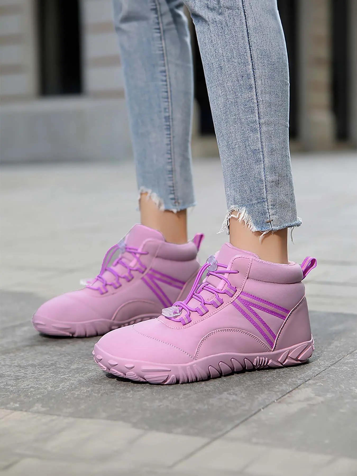 Women’s Fleece Lined Warm Barefoot Snow Boots, Wide Toe Box Zero Drop Quick Slip-On Lock Drawstring, Water Resistant Non-Slip Winter Ankle Boots for Commute & Trail Hiking