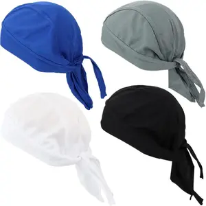 4-Pack Pack Wraps Cycling Caps Dew Rag Skull Caps Beanie Cap Do Rag| Adjustable Tie-Back Headwraps| Breathable Cycling Skull Caps & Helmet Liners| Unisex Pirate-Style Sports Headwear summervibes,summervibes Multifunctional Value Pack