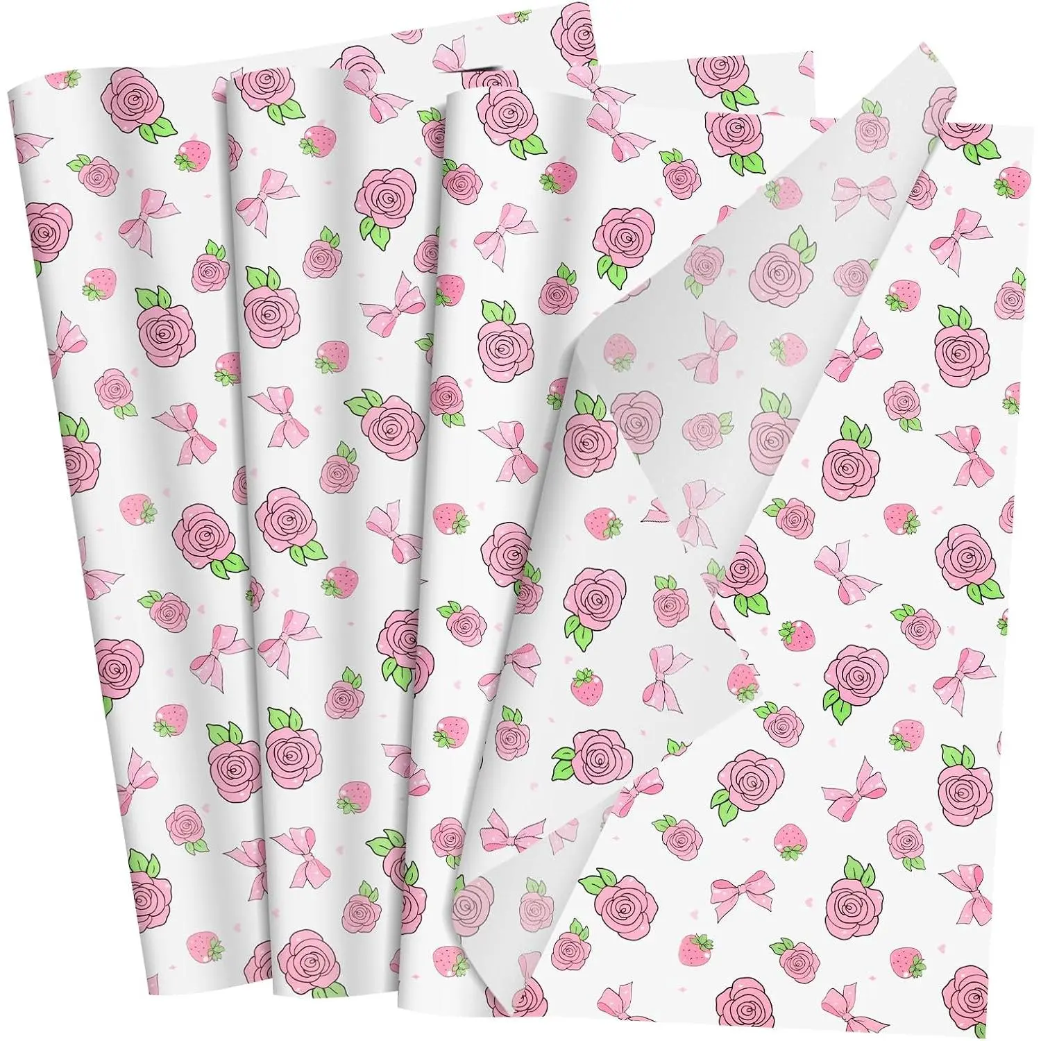 60 Sheets  Wrapping Tissue Paper Bulk,  Rose Bow Tissue Paper for  Bags, Decorative Art Papers for DIY Crafts Valentines Day Wedding  Showers Party Decor, 20x14 Inches