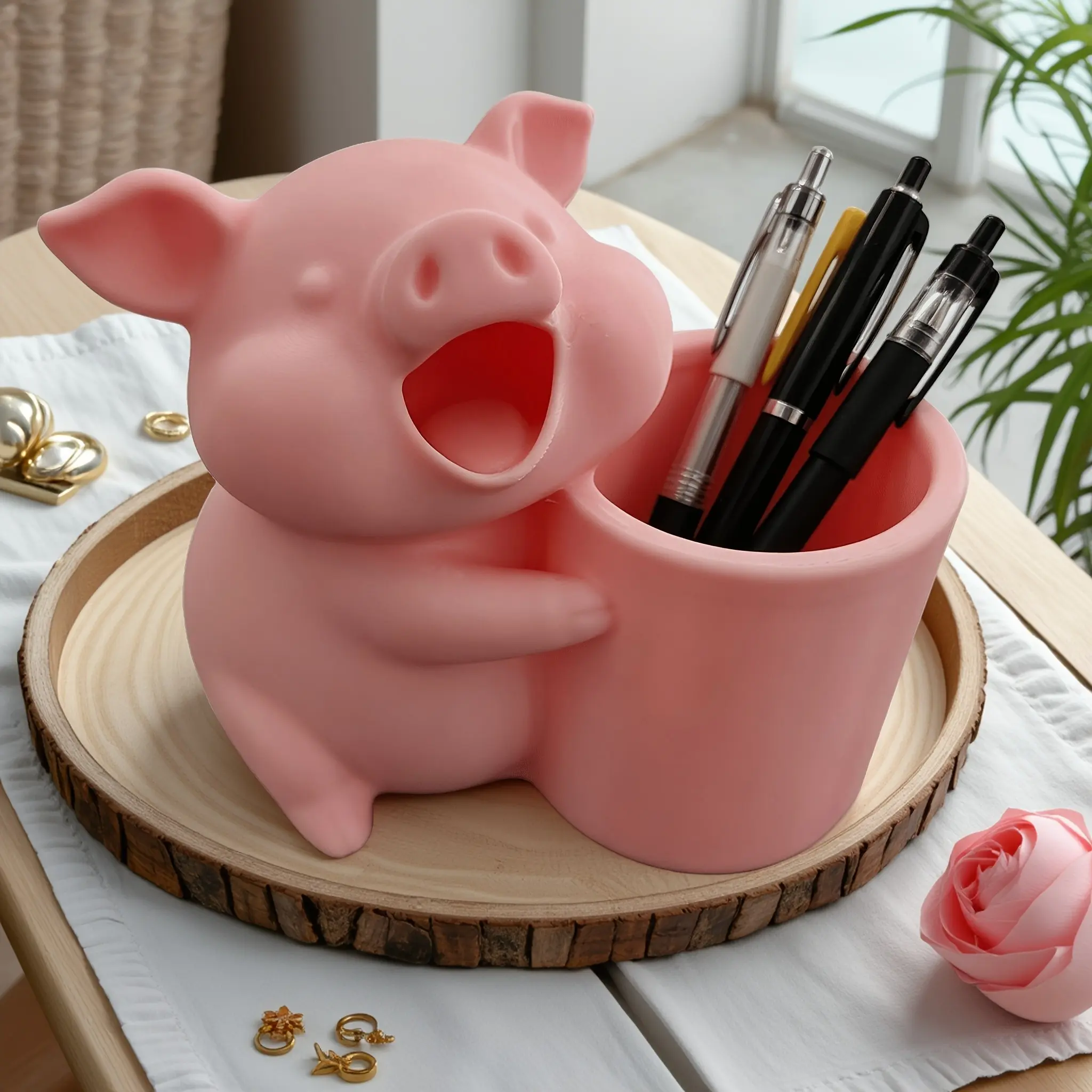 Creative Pig Pen Holder, Ideal for Students, Fashionable Multi-Functional Organizer, Perfect for Office Supplies, Unique Design