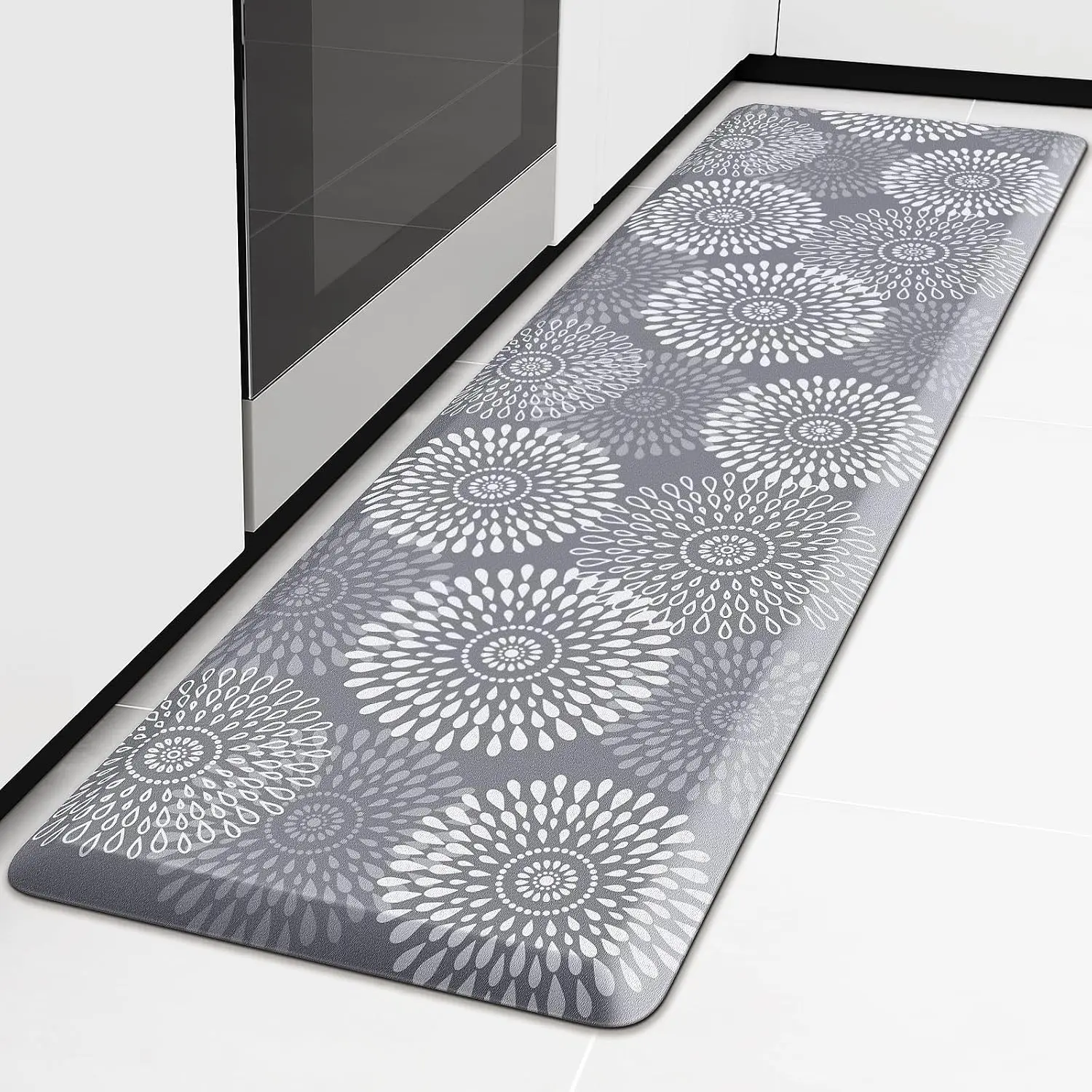 Mat-Resistant Rugs Cushioned Anti-Fatigue Mat| Non-Slip Standing Desk Mat Mats for Sink Office 17.3" x 60" Grey