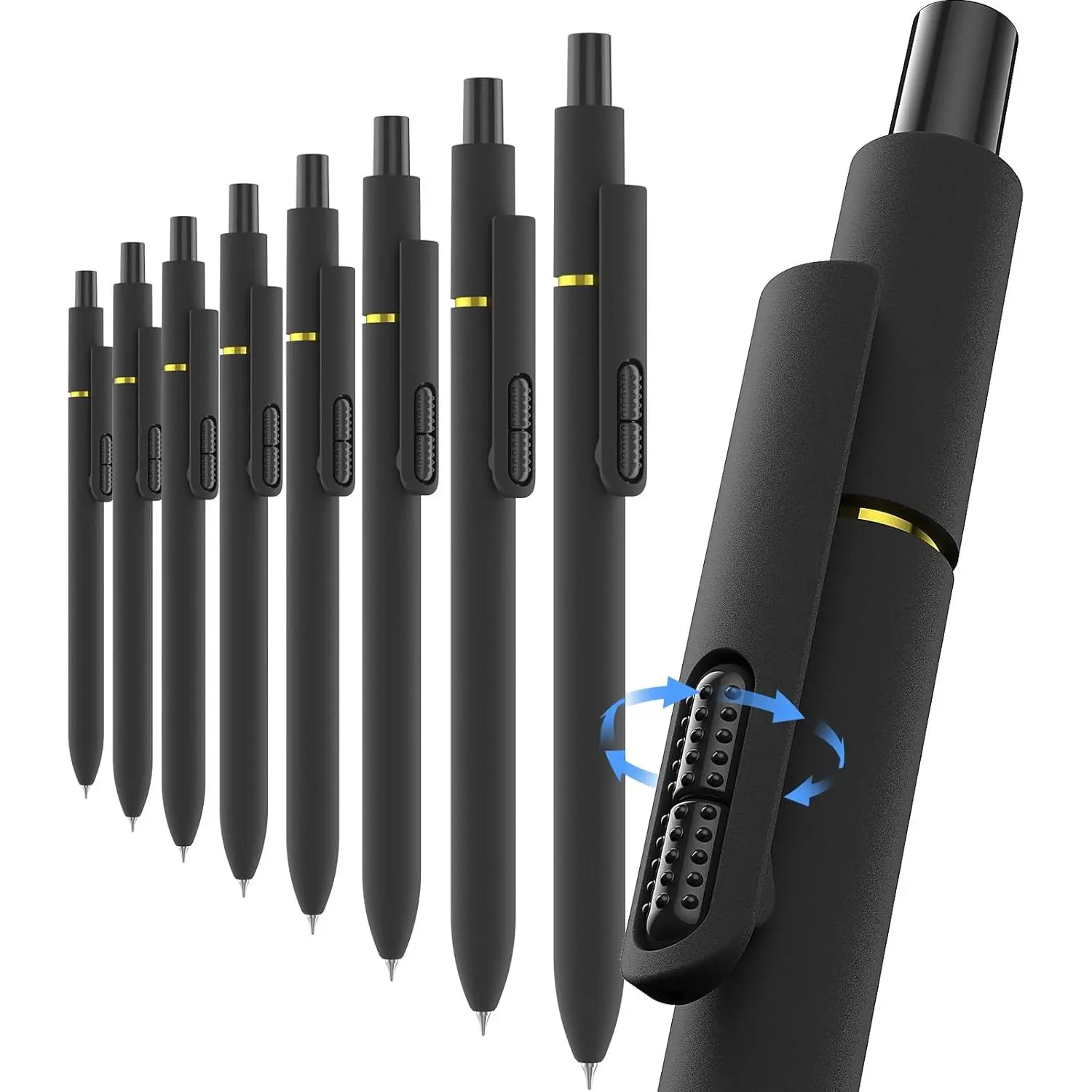 8 count Gel Pens - 0.5mm Black Ink Pens Fine Point Smooth Writing, Quick Drying Retractable Pen for Journaling, Cute School & Office Supplies ()