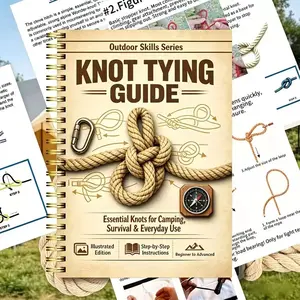 32-Page Outdoor Knot Guide Book with Step-By-Step Diagrams, Camping, Hiking & Daily Use, Complete Knot Handbook for Survival Skills