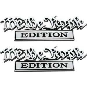 2pcs Classic We The People Edition 3D Acrylonitrile Butadiene Styrene Car Emblems - Self-Adhesive, Long-Lasting, Decorative Large 7"x2.50" Decals for SUV, Motorcycle, Truck Fender/Tailgate (Chrome Black)