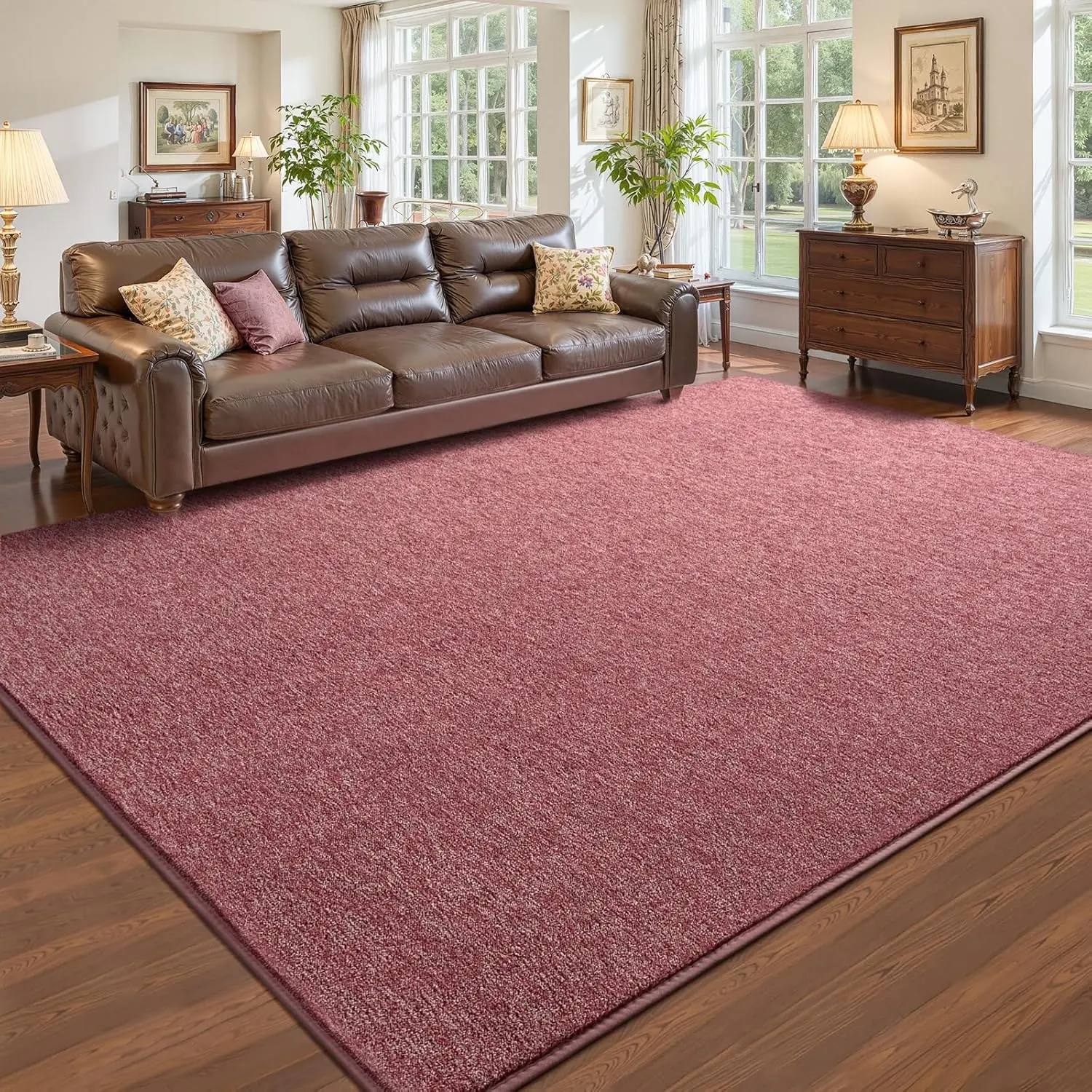 4' x 6' Rectangular Minimalist 1-Piece Solid Color Wool Coral Fleece Area Rug - Thick, Soft, Non-Slip, Machine Washable, Fade-Resistant Memory-Foam Indoor Rug with Navy Blue/Dark Green Options for Living Room Cozy Warmth Decor