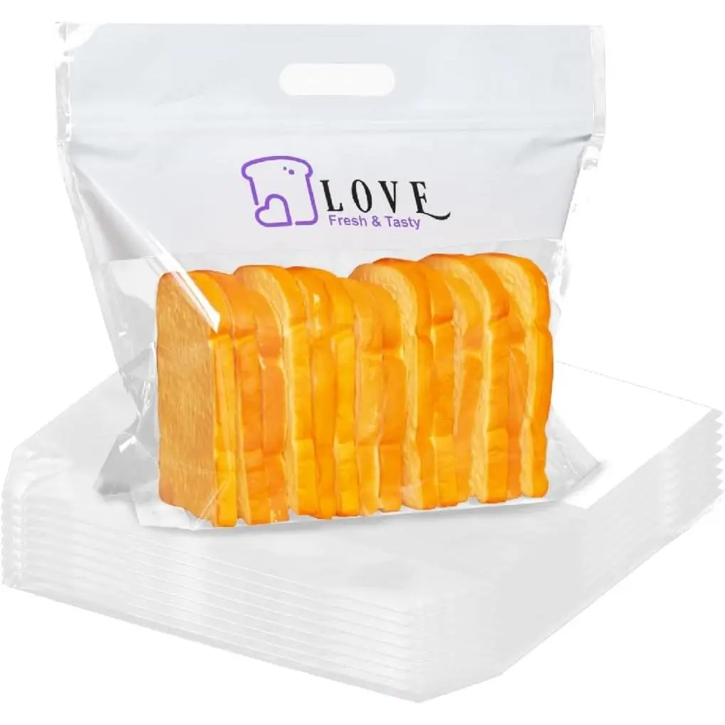 Plastic Bread Bags for Homemade Bread, Freezable Seal Tight Bakery Bags with Clear Window for Loaves, Sourdough, Bagels 50 Packs White 13.8 x 11.8 inchesGift