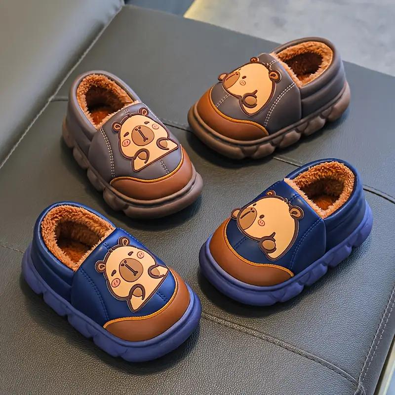 1 Pair of Capybara Kids' Slippers for Autumn and Winter, Boys' Indoor Home Plush Slippers for Girls, Cute Cartoon Slippers, Lightweight Slippers, Soft Slippers, Slippers For Girls, Slippers For Boys
