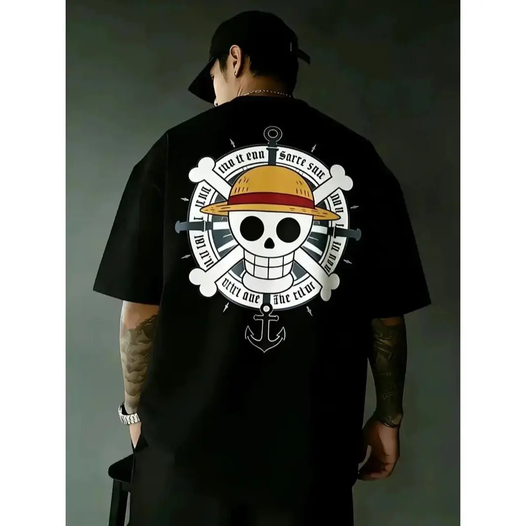 Vintage "Straw Hat Pirate" Graphic T-Shirt, Retro Anime Streetwear Heritage Tee, Classic Double Sided Print Top, Unisex Y2K Aesthetic Harajuku Apparel ClothesForYou, GiftIdea  Cool Tshirt, FunnyTshirt