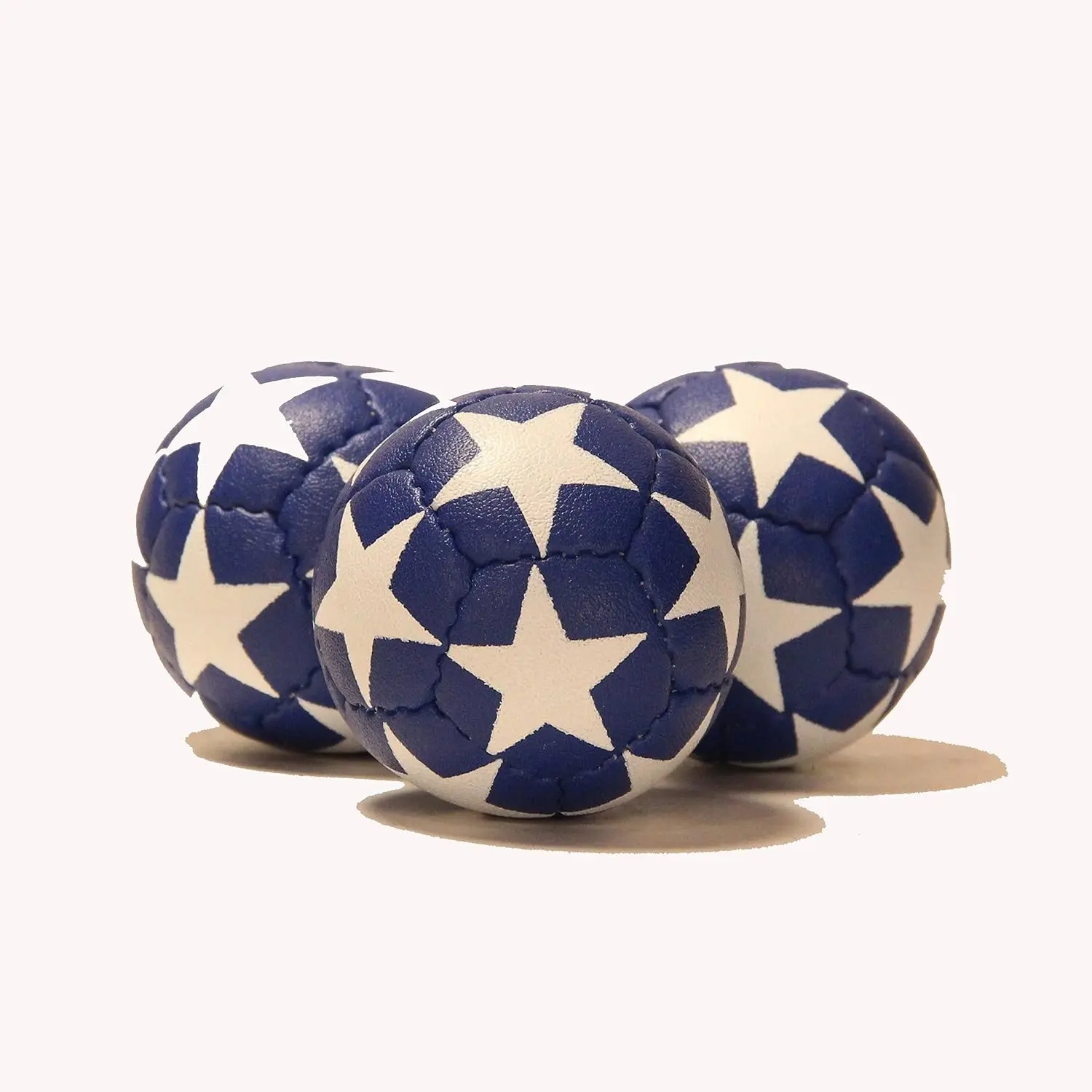 Satellite Juggling Ball Set of 3 - Millet filled 67mm 125g - Great Grip - 12 Panel - 3 Ball (Blue with White Stars)