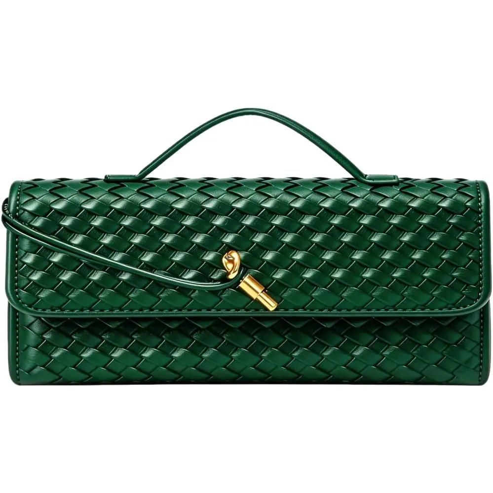 Woven Handbag for Women Fashion Evening  Bag PU Leather  Clutch Purse Casual Crossbody Bags