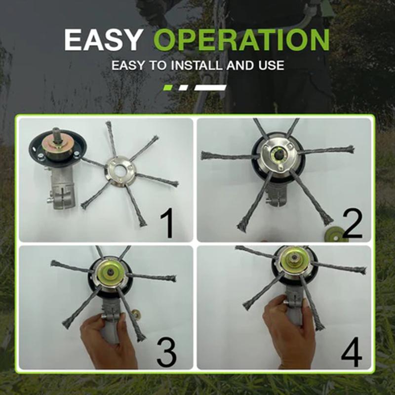 6/8/9inch Steel Wire Wheel Head Grass Trimmer Head Universal Weed Brush Fit Straight Shaft Brushcutter Removal Moss Rust