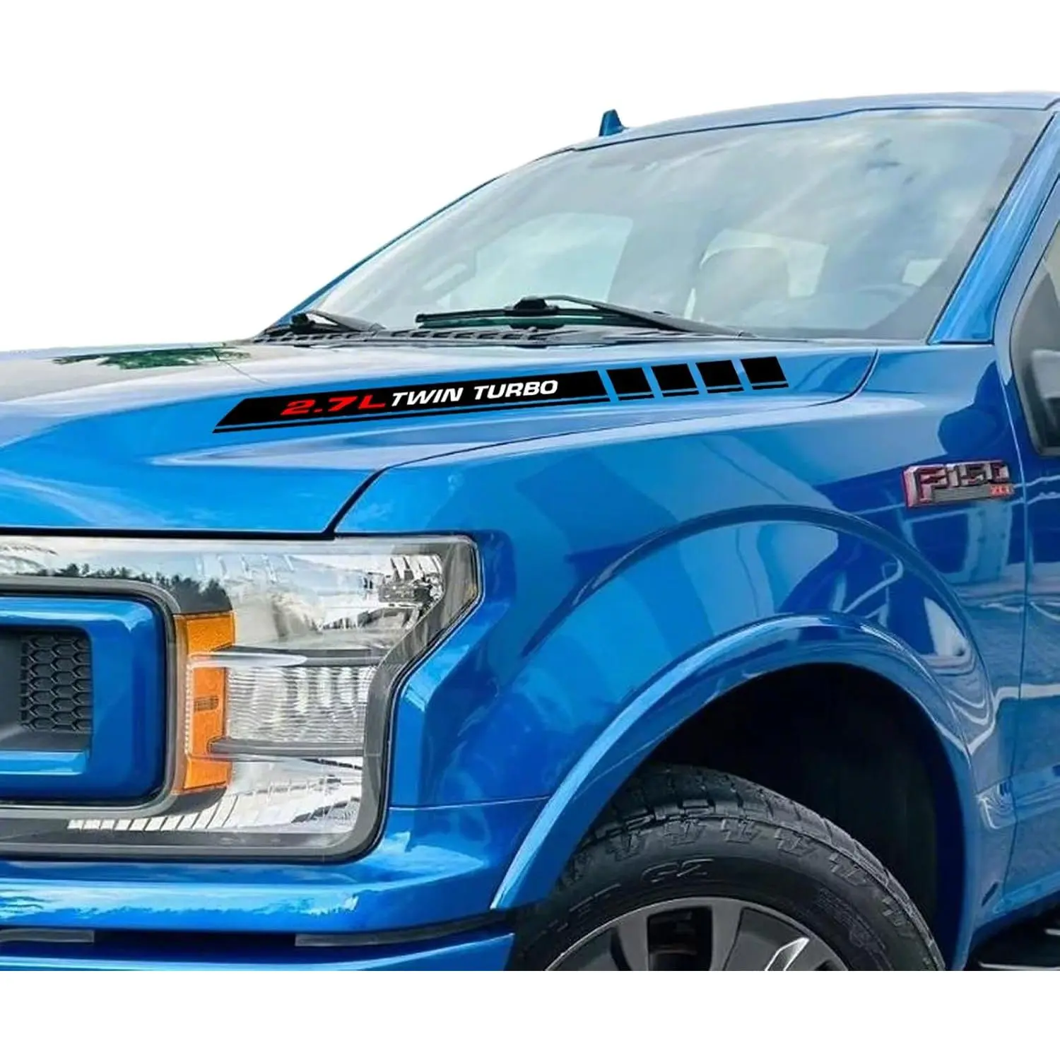 Water Resistant Vinyl Car Exterior Decals Emblem - 2Pcs Self-Adhesive Tool-Free Install Stickers for Ford F-150 Ecoboost V6 2.7L Twin Turbo, Car Exterior Decoration Enhances Vehicle Appearance, Enhances Appearance, Hood Decoration