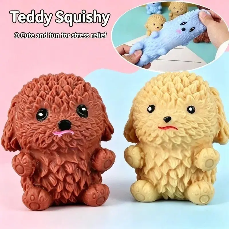 Squishy Cute Teddy Fidget Toy Kawaii Puppy Anti-Anxiety Squeeze Toy Fun Animal Relieve Anxiety Antistress Toy for Friend Gifts