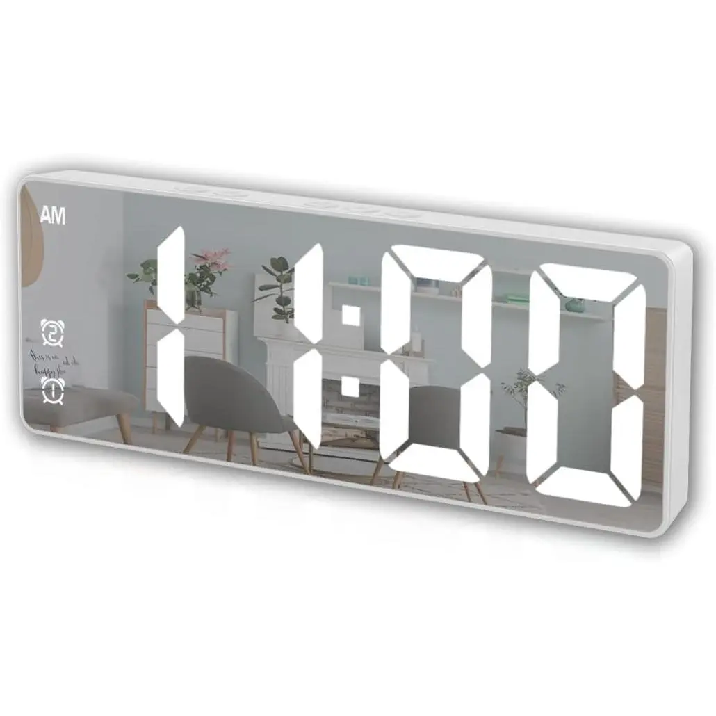 Small Digital Alarm Clock, White Digit