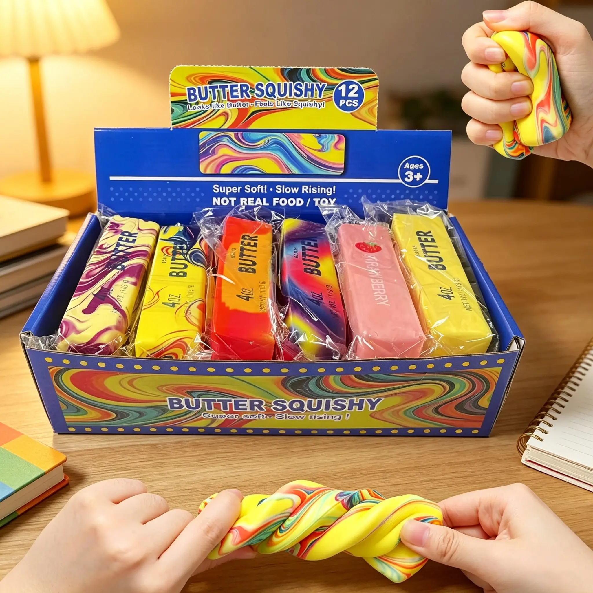 12pcs Slow Rising Butter Squishy, Squishies Butter Squeeze Toys Pack Sensory Stress Relief Soft & Stretchy Fidget Toy for Party Favors Squishy Butter, Boxed