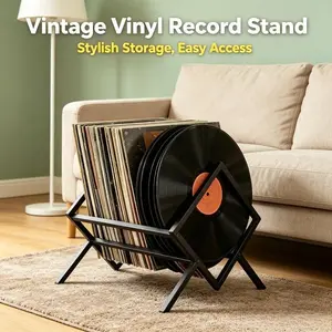 Creative Iron Desktop Vinyl Record Organizer Rack | Vertical Sorting For CD Magazines & LPs | Household Desk Audio Collector Corner Tidying | Sturdy Wrought Iron Anti-Tip Stable Frame | Lightweight Multi-Function Media Storage Holder