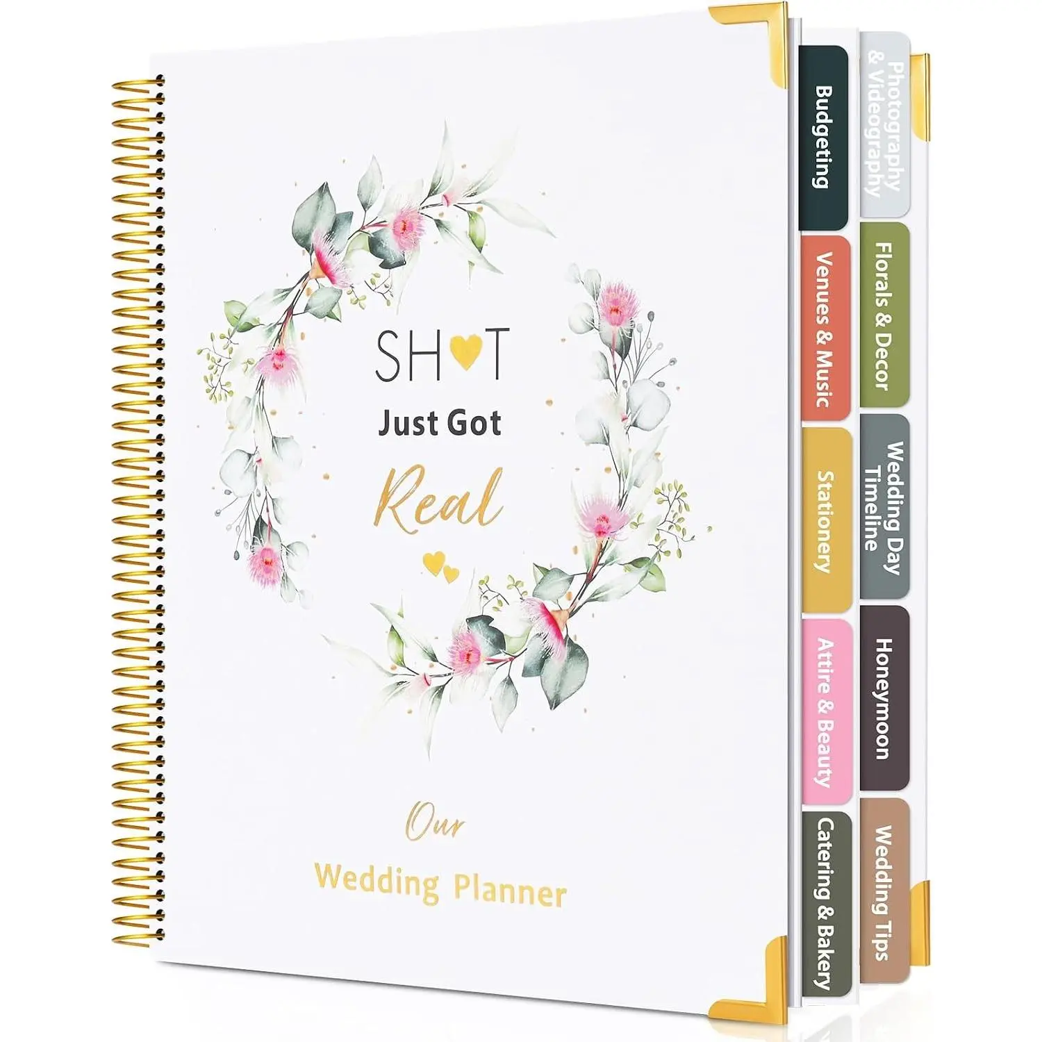 Wedding Planner Book and Organizer - 196 Pages with Stickers, Checklists & Calendars for Bride To Be | Unique Engagement Gifts for Newly Engaged Couples
