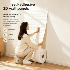 Self-Adhesive 3D Foam Brick Wall Panels, Peel & Stick Thickened Sound Insulation Wallpaper, Perfect for Bedroom, Living Room DIY Wall Renovation and Home Background Decor