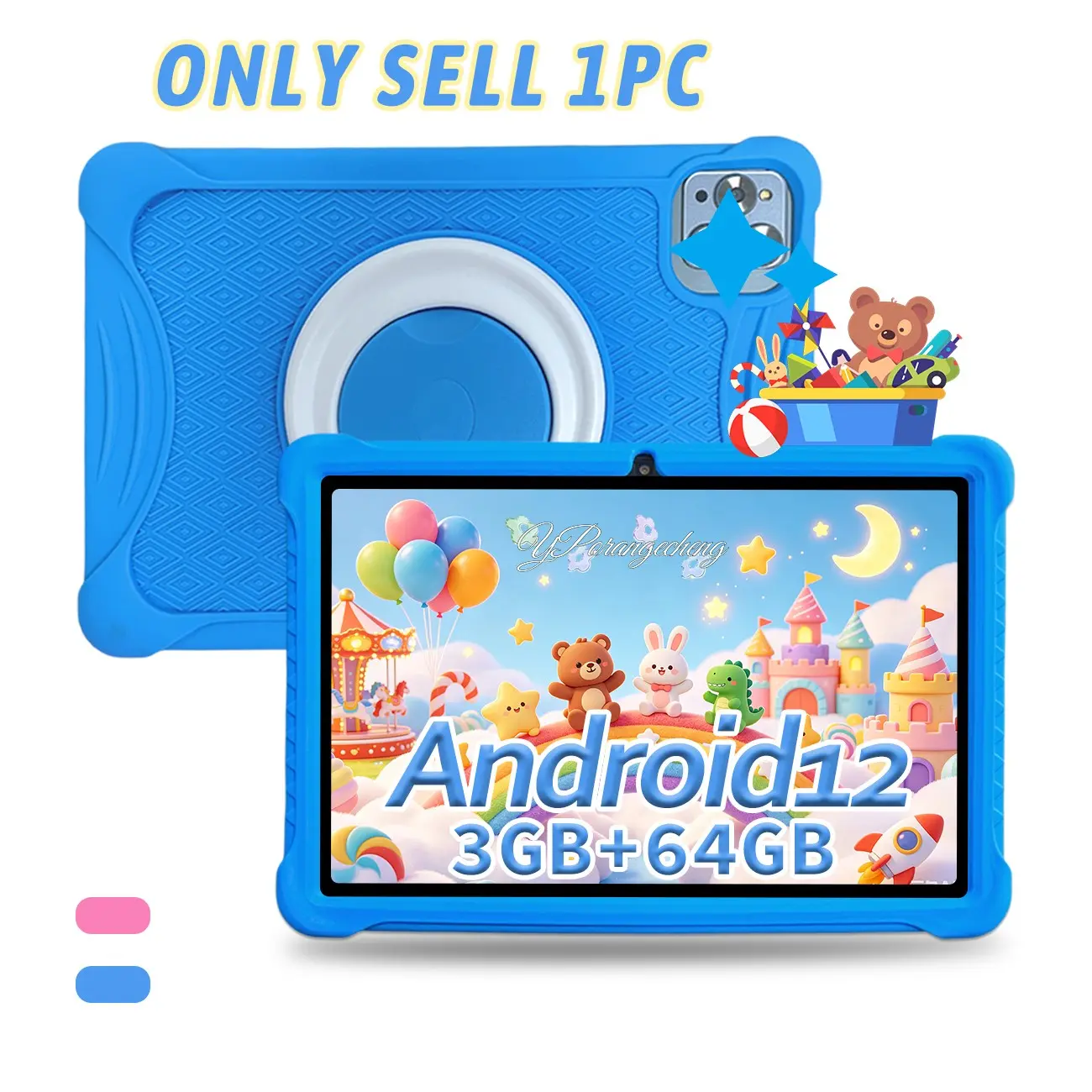 #tablet educativa 10.1-inch large screen kids tablet with 5G dual-band WiFi, HD touch screen and front & rear dual cameras, full shockproof case included. It supports early education, study, office and entertainment for boys & girls, blue pink available
