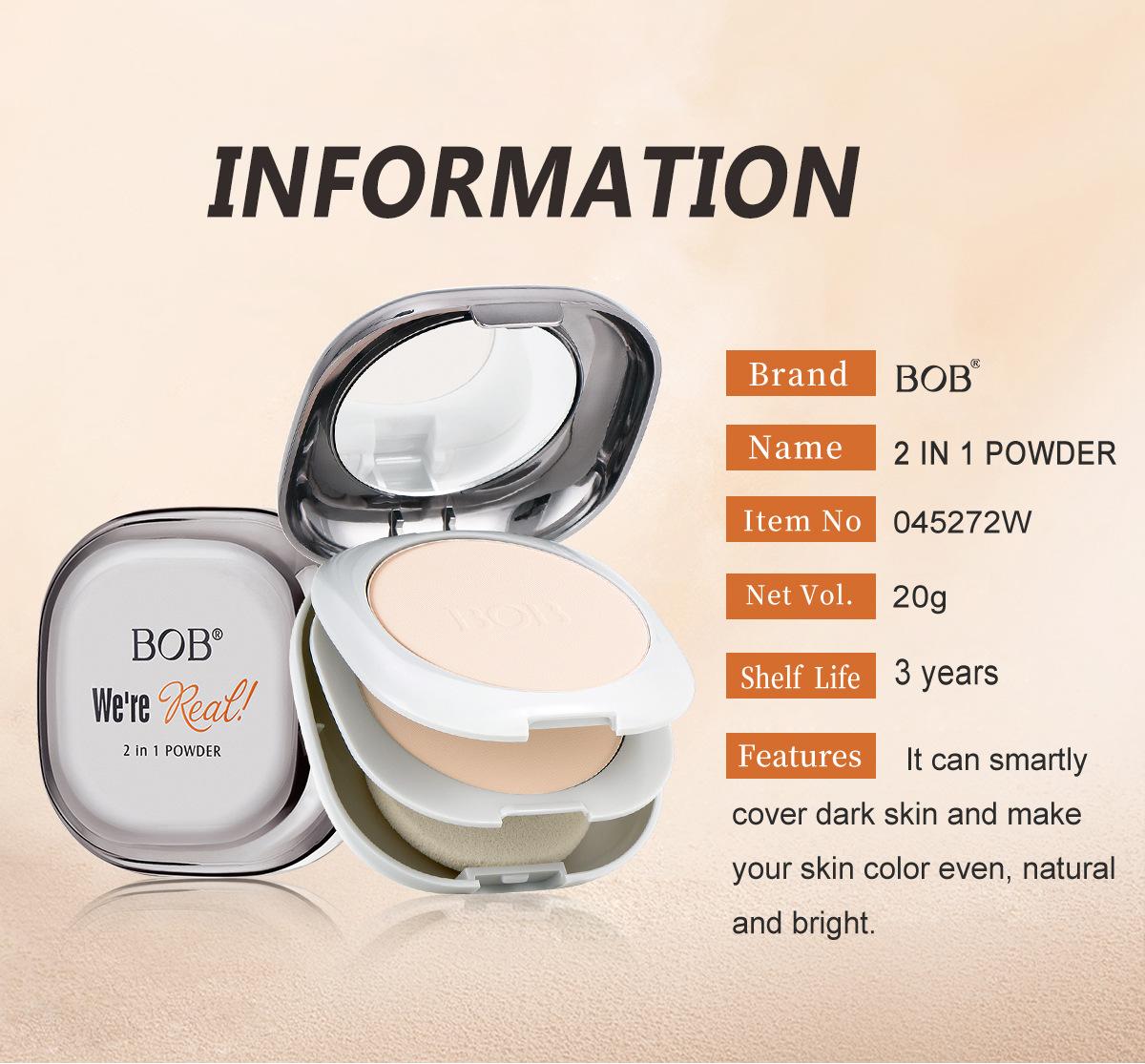 2-in-1 Matte Pressed Powder – Oil Control, Long-Lasting & Full Coverage| Wet & Dry Use, Setting & Touch-Up, Brightening Smooth Finish