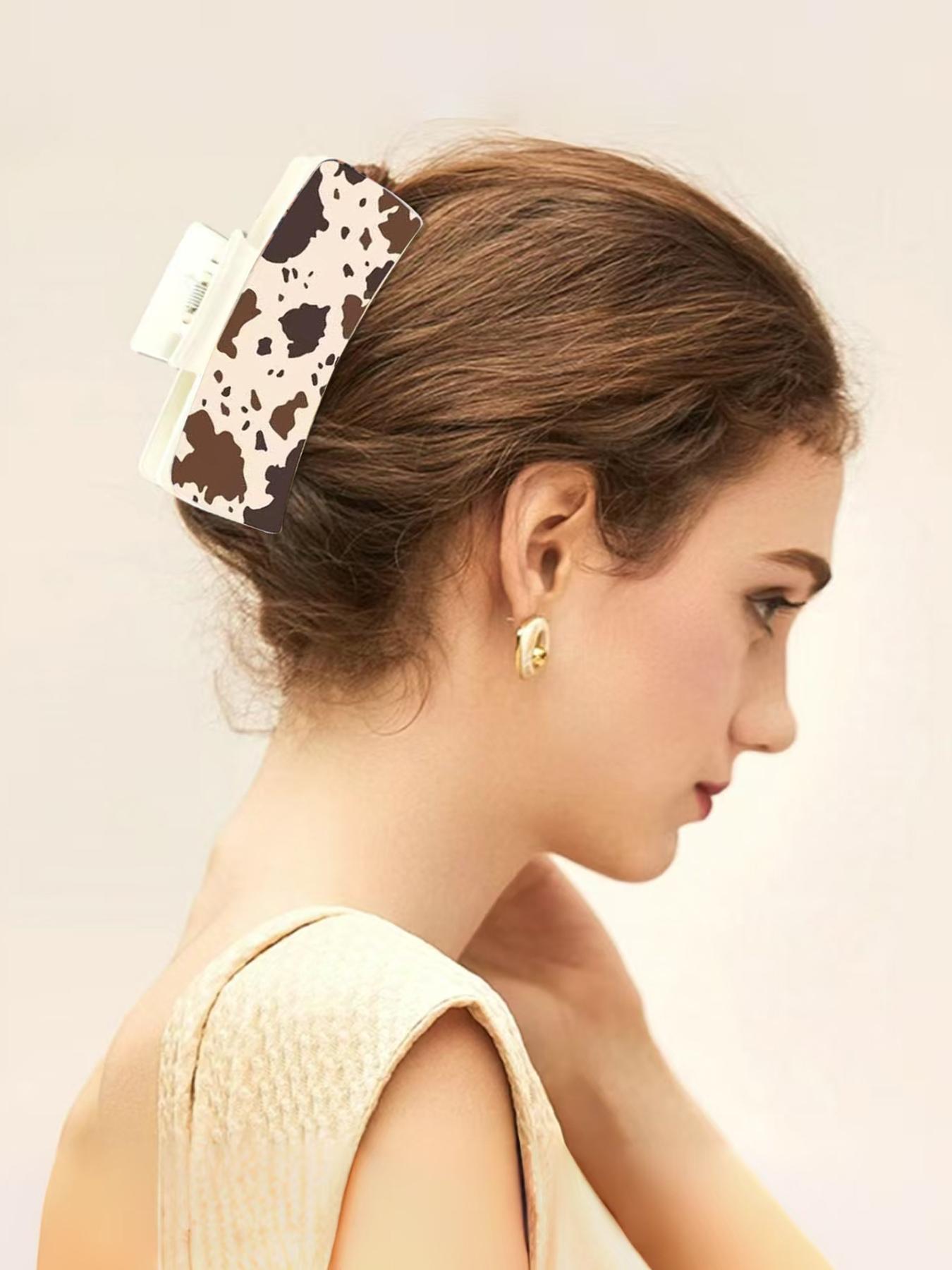 Western Cowboy Style Cute Animal Pattern Hair Claws, Fashionable Hair Accessories for Women & Girls, Casual Versatile Hair Accessories for Daily Wear, Hair Clip Set