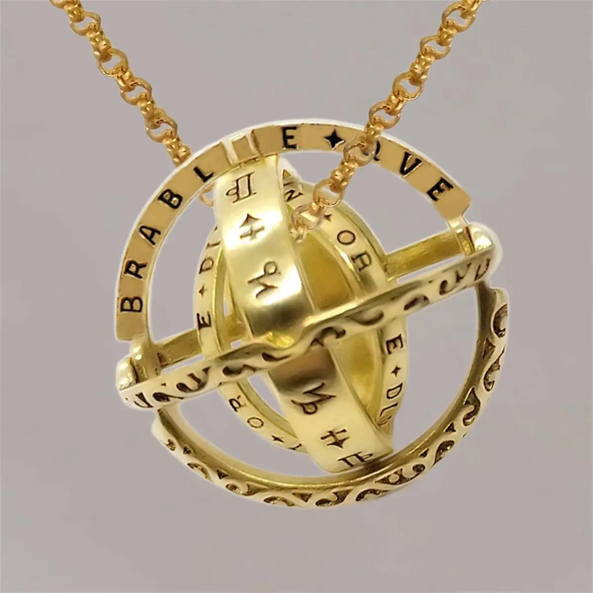 Vintage Astronomical Ball Alloy Men's and Women's Rings Creative Complex Rotating Cosmic Ring Deformable Rotating Ring Necklace