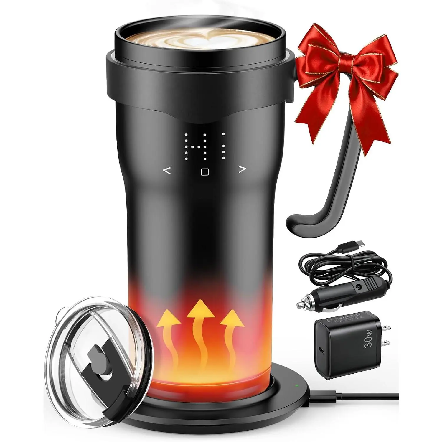 Self Heating Coffee Mug, 16oz Temperature Control  Mug with App &  Control, 120°F-160°F Rechargeable Heated Mug, Heating Base, LED Display & Memory Function for  Office,