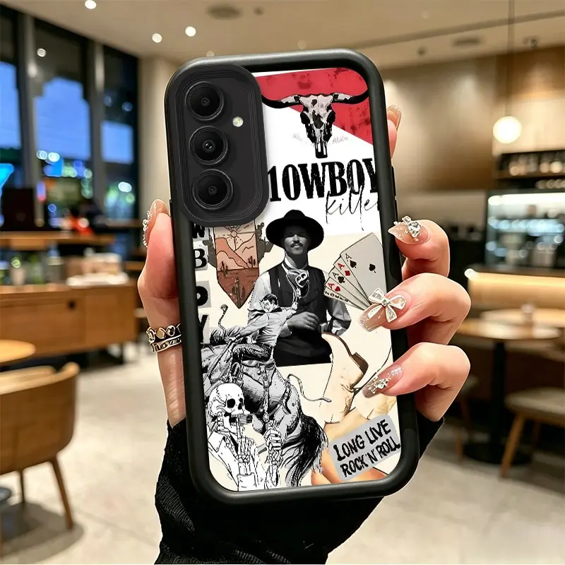 Phone case for Samsung GALAXY S24 S24FE S24PLUS S25 S25PLUS S26 S26PLUS Enhanced Peotection Shockproof Gift Cowboy-Themed Western Collage Art Full cover protection Celestial Eye Layered Phone Case BOJTNK7A, Full Coverage, Galaxy Series, Hd Print, Silicone