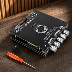 ZK-HT21 Bluetooth 5.0 Stereo Amplifier Module 2.1 Channel, TDA7498E Chip, 160W+220W High Power, AUX/USB Input, Bass Treble Knob, Subwoofer Compatible, DC 15-36V for Home Car Audio System Upgrade Stereo Amplifier Board