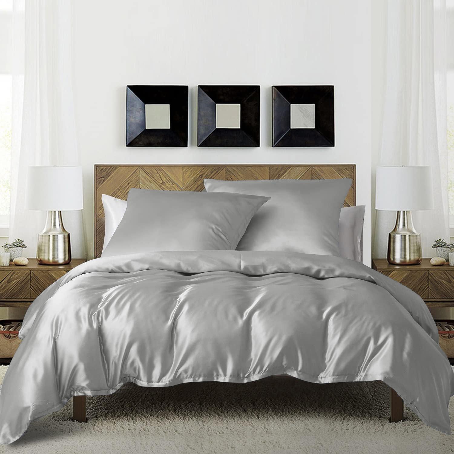 Solid Color Satin Duvet Cover Set, 2/3 Counts/set Including 1 Duvet Cover & 1/2 Pillowcase without Filler, Soft Comfortable Bedding Set for Home Bedroom, Bed Sets