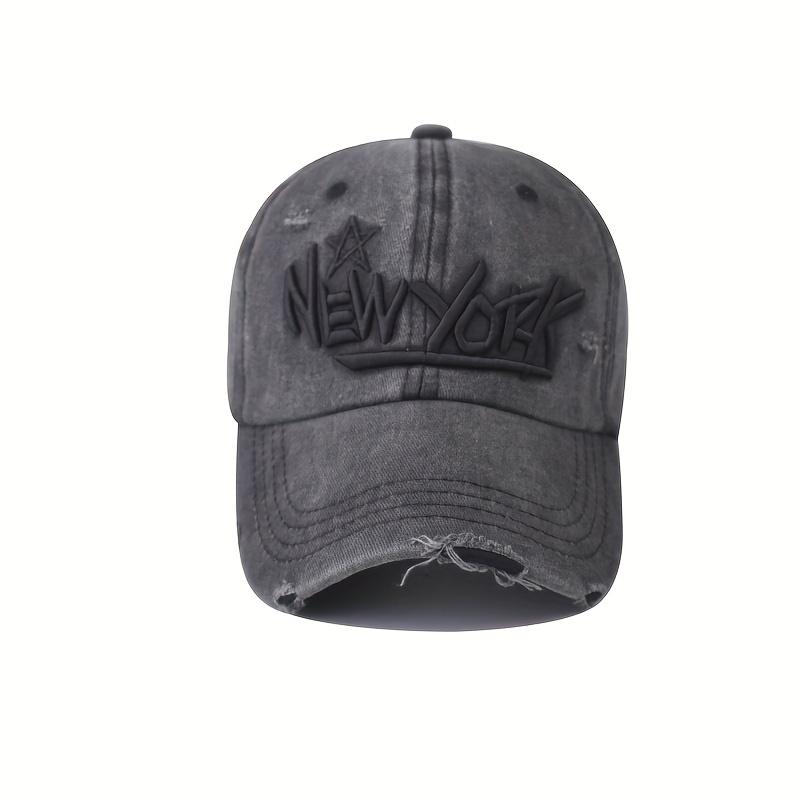 1pc Baseball Cap with The Letters 'New York', Stylish And Simple, Featuring a Distressed Look with a Five-Pointed Star Design, Suitable for Outdoor Activities Like Hiking, Camping, Beach Outings, Street Painting, And Playing Ball.