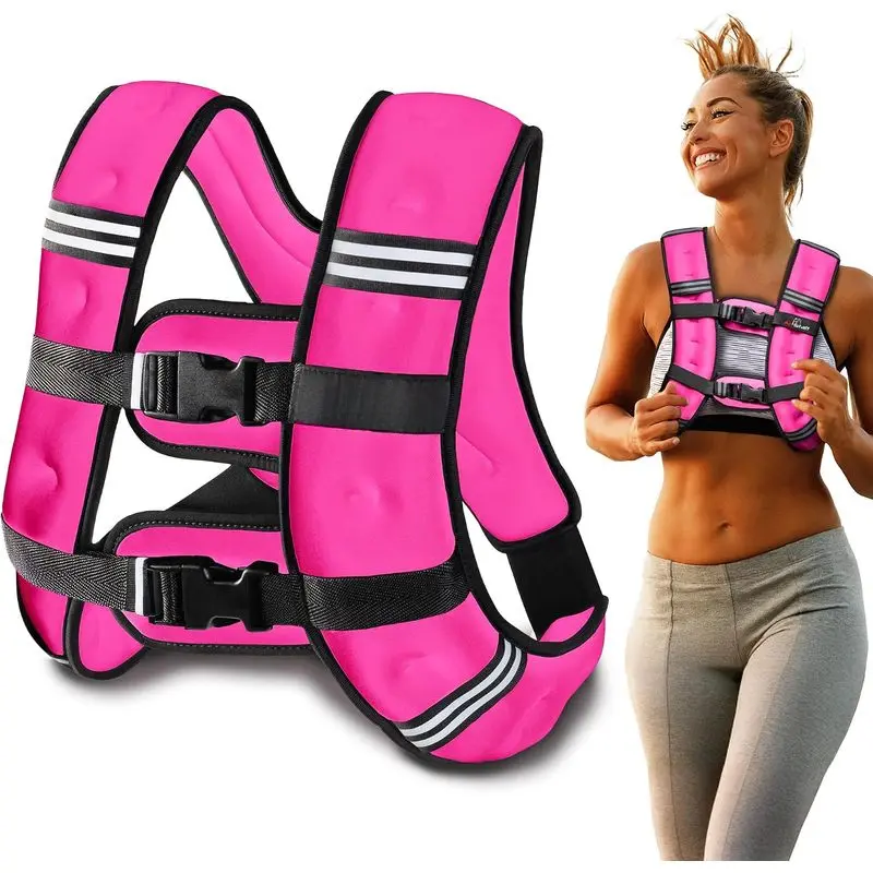 Weighted Vest with Reflective Stripe - Home Gym, Outdoor Running, Walking, Strength Training Gear, 6-30 lbs Options