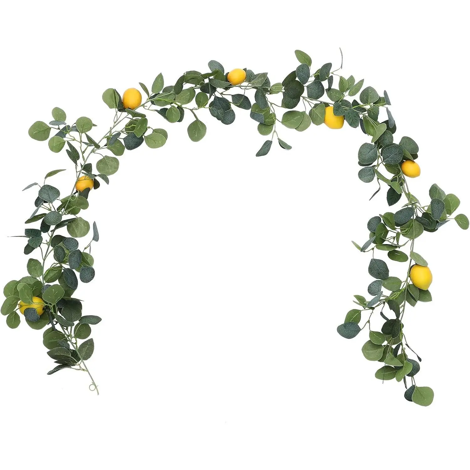 6.5 Ft Artificial Lemon Garland with Lemons and Green Eucalyptus Leaves for Front Door Kitchen Party Table Wedding Decor (1 Pcs)