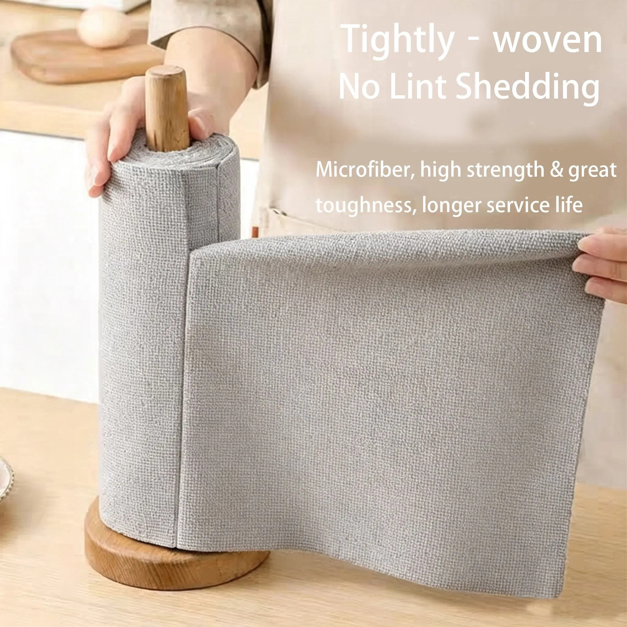 Reusable Cleaning Wipe, Household Kitchen Cloth, Microfiber Towel Rolls, Dish Rags, Wash Paper Towel Replacement, Eco-Friendly