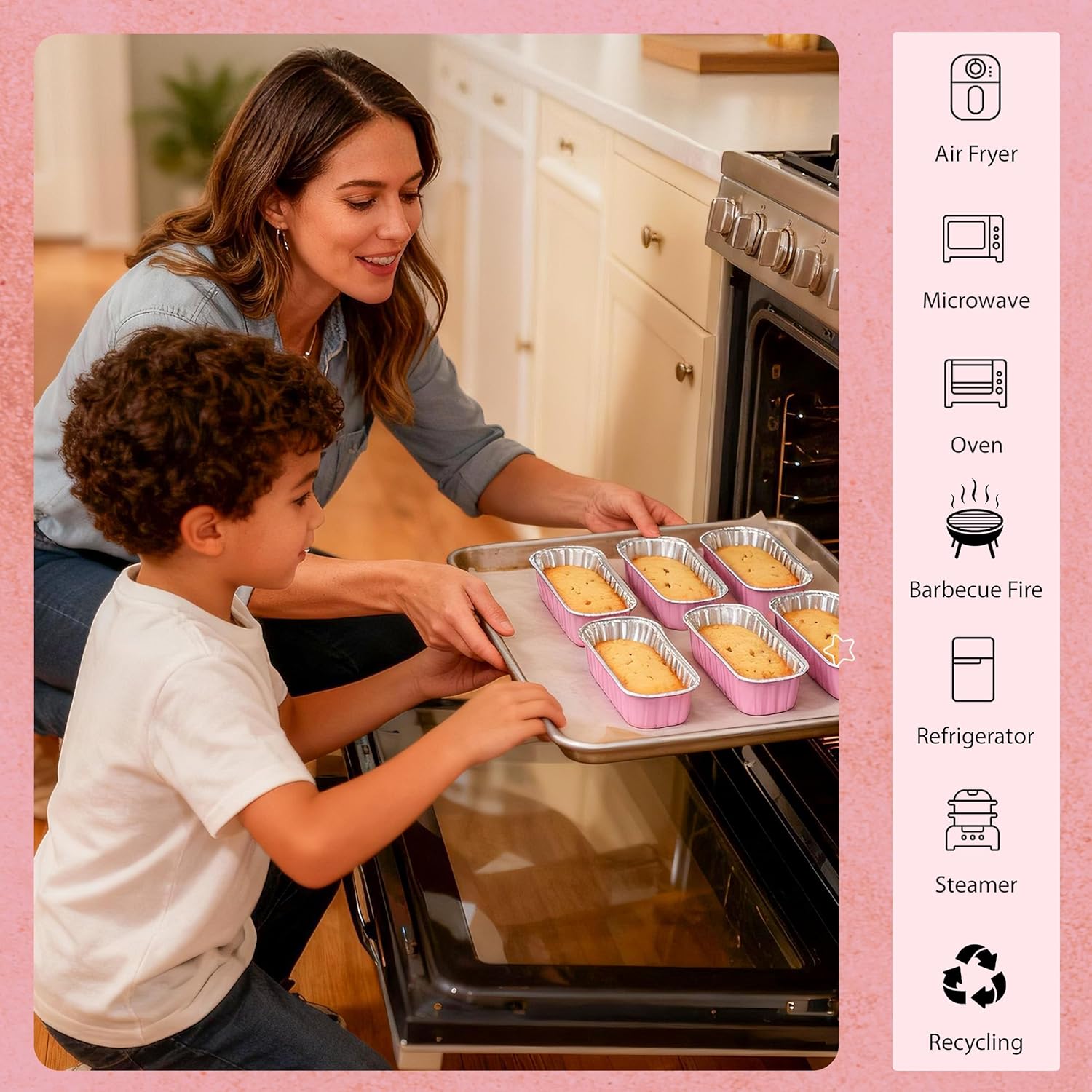 50 PACK Mini Cake Pans with  and Spoons,Rectangular  Foil Bread Pan,Mini Loaf Pans and  Containers with (,6.8oz)