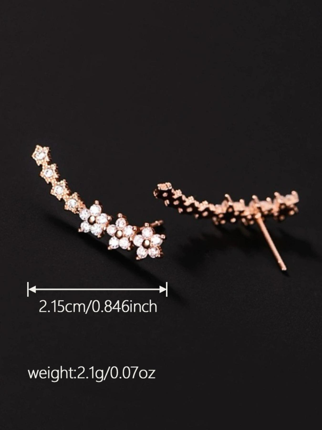 Flower Earrings For Women Sparkling Crystal Rhinestones Hypoallergenic Studs Minimalist Jewelry All Seasons L34