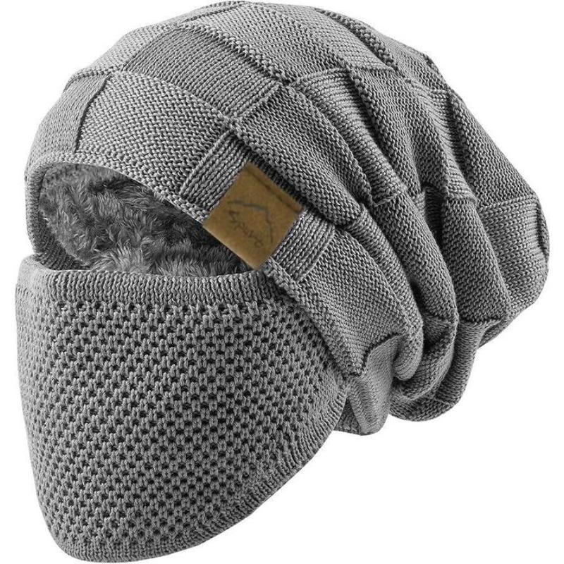 Unisex 2-in-1 Knit Hat & Face Mask Set - Lightweight Warm Windproof, Soft Stretchy Full Coverage, Viral Pick for Skiing Snowboarding Cold Weather Outdoor Gear